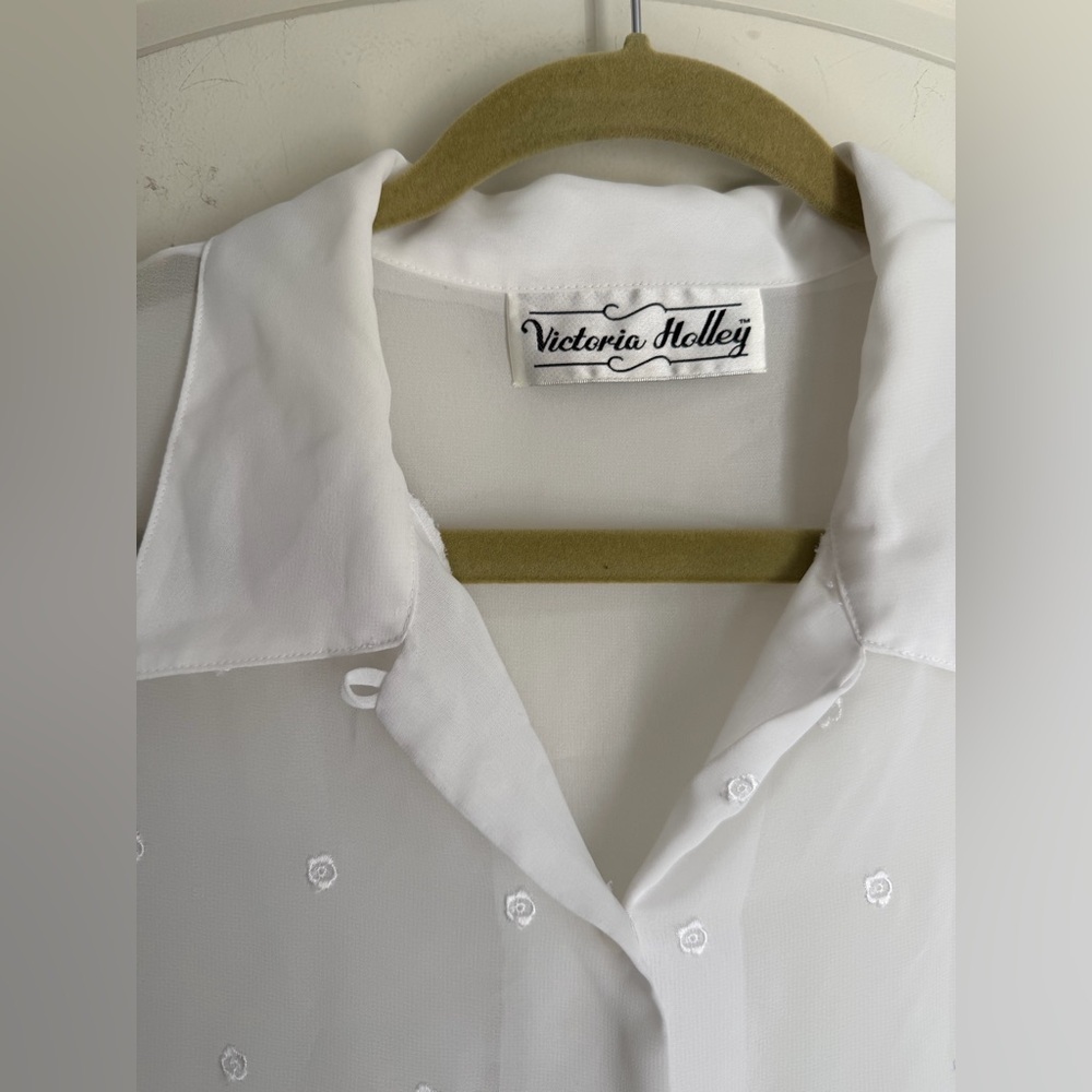 Victoria Halley Classic White Embroidered women’s blouse 2xL summer travel flora - Picture 4 of 11